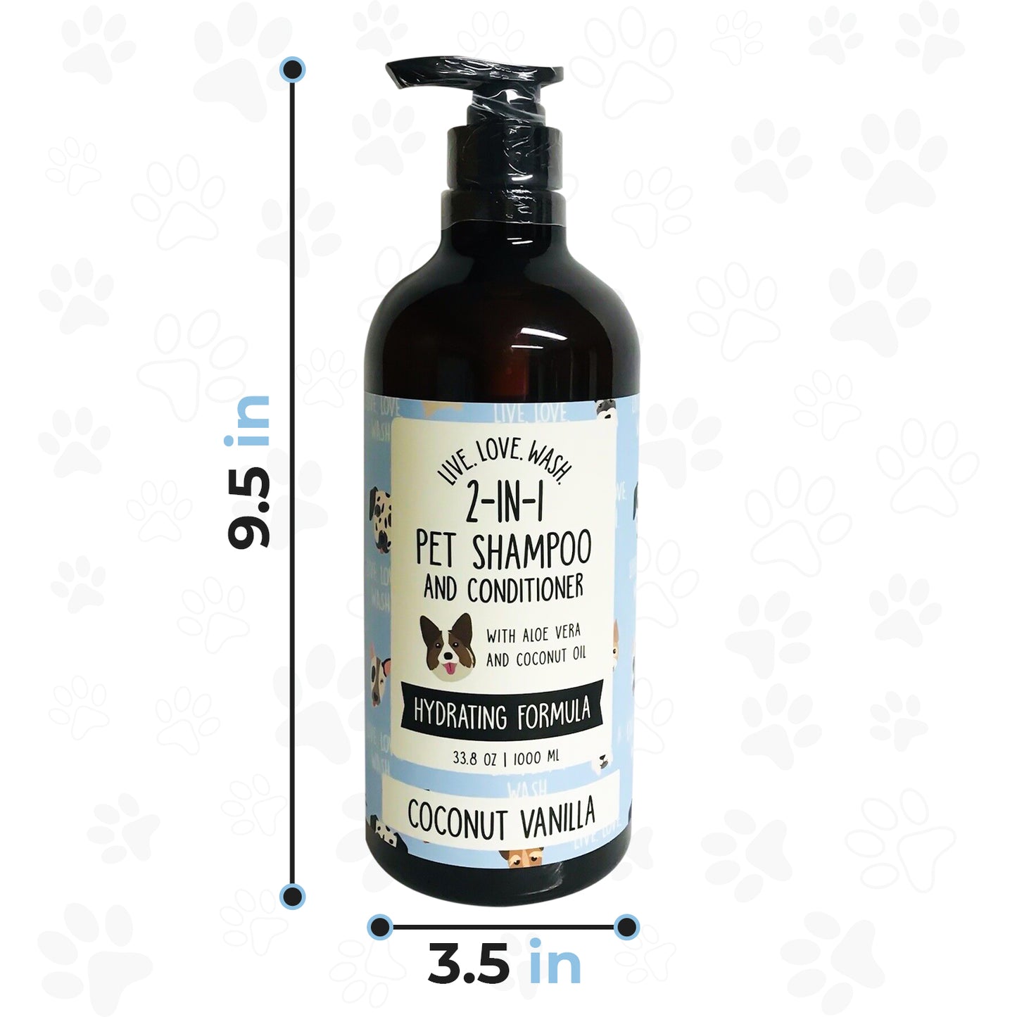 Precious Tails Live. Love. Wash. 2-in-1 Pet Shampoo & Conditioner, Cleanse, Conditions, Detangles, and Moisturizes, 1000ml