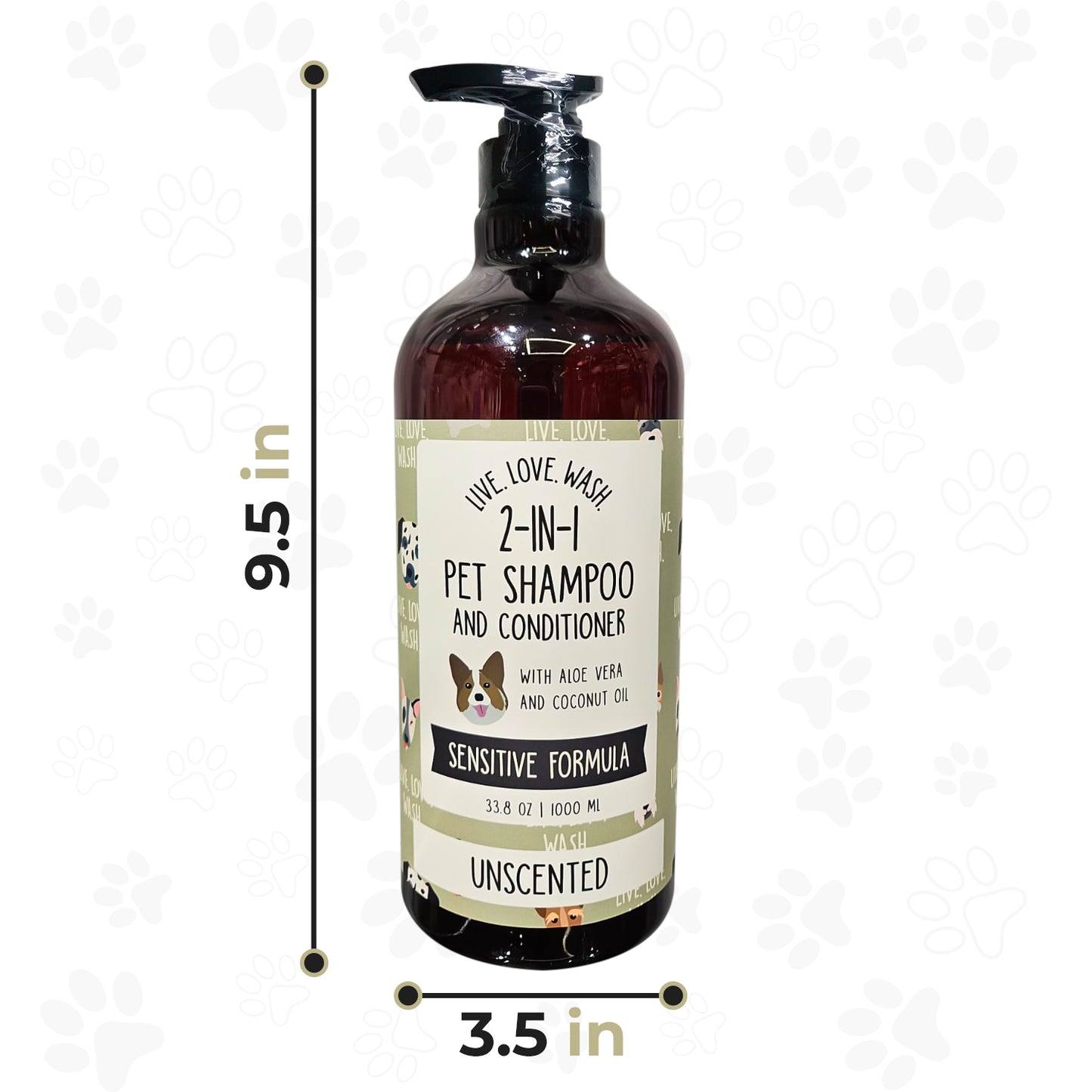 Precious Tails Live. Love. Wash. 2-in-1 Pet Shampoo & Conditioner, Cleanse, Conditions, Detangles, and Moisturizes, 1000ml