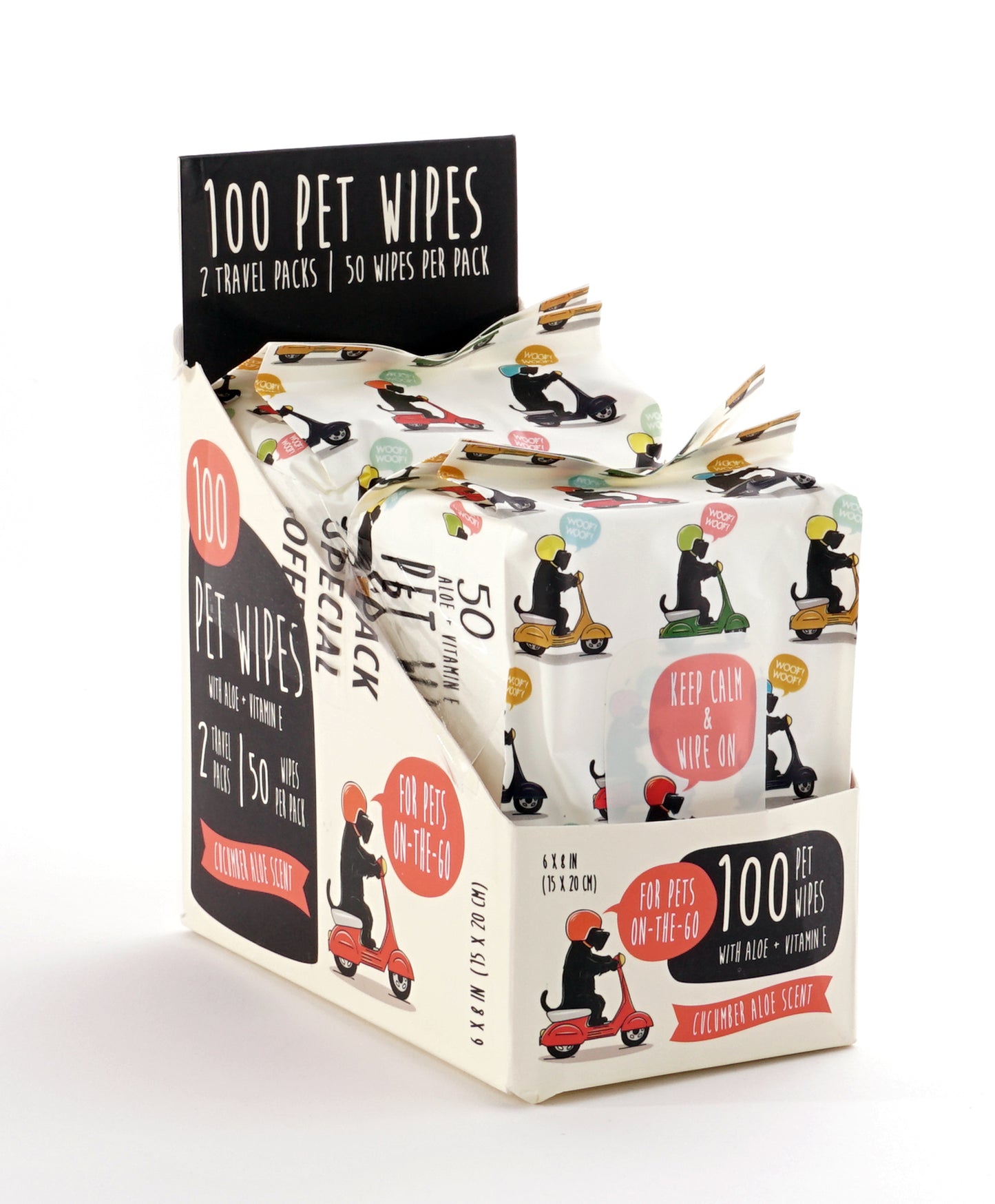 Precious Tails 100pcs. Pet Wipes for Dogs, Dog Grooming Wipes, Puppy Wipes for Cleaning Deodorizing Paws, Butt, Body, Aloe Cucumber Scented Wipe, Travel pack (2 Packs of 50pcs)