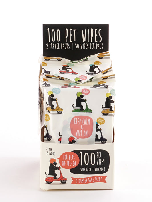 Precious Tails 100pcs. Pet Wipes for Dogs, Dog Grooming Wipes, Puppy Wipes for Cleaning Deodorizing Paws, Butt, Body, Aloe Cucumber Scented Wipe, Travel pack (2 Packs of 50pcs)