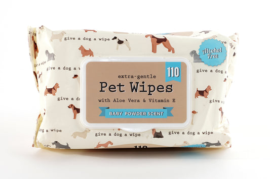 Precious Tails 110pc. Pet Wipes for Dogs, Dog Grooming Wipes, Puppy Wipes for Cleaning Deodorizing Paws, Butt, Body with Vitamin E and Aloe Baby Powder Scented