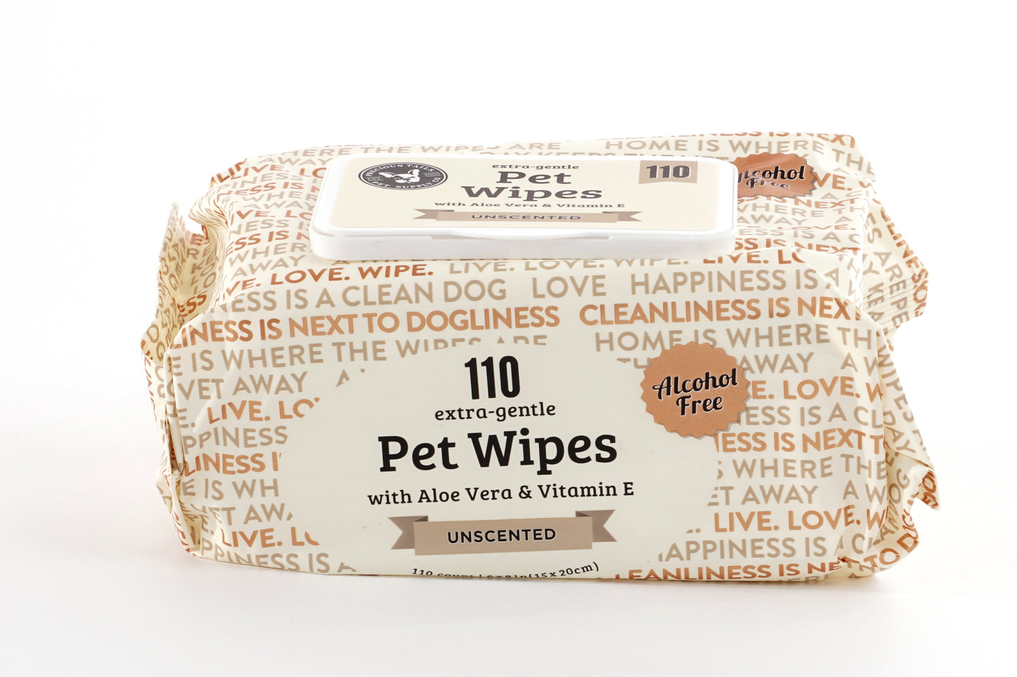 Precious Tails 110pc. Pet Wipes for Dogs, Dog Grooming Wipes, Puppy Wipes for Cleaning Deodorizing Paws, Butt, Body, Unscented with Aloe Vera and Vitamin E