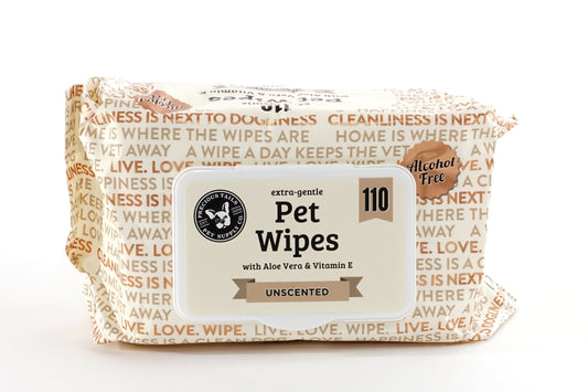 Precious Tails 110pc. Pet Wipes for Dogs, Dog Grooming Wipes, Puppy Wipes for Cleaning Deodorizing Paws, Butt, Body, Unscented with Aloe Vera and Vitamin E