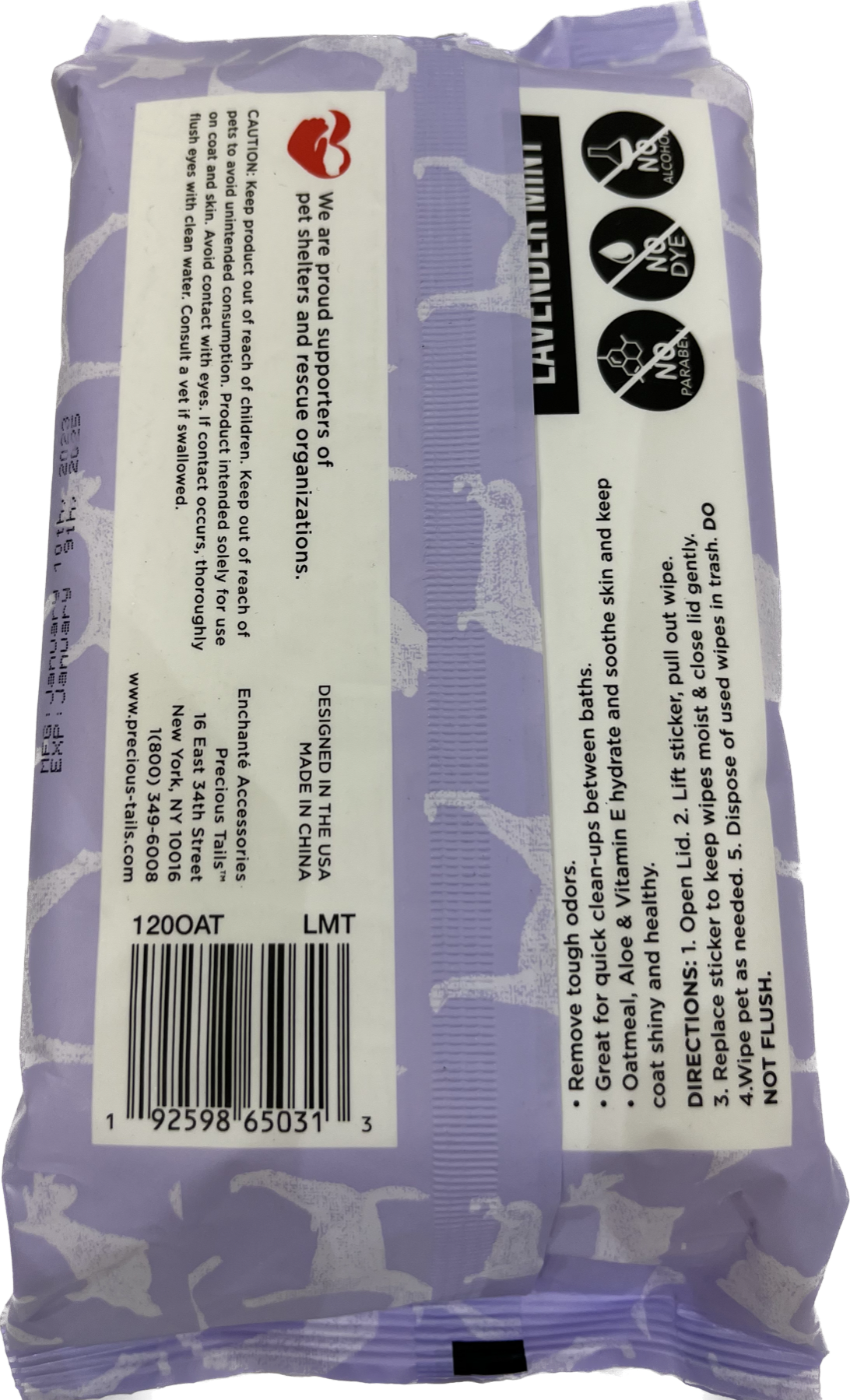 Precious Tails 120pc. Pet Wipes for Dogs, Dog Grooming Wipes, Puppy Wipes for Cleaning Deodorizing Paws, Butt, Body with Aloe, Coconut Oil, Vitamin E, Coconut Aloe Scent