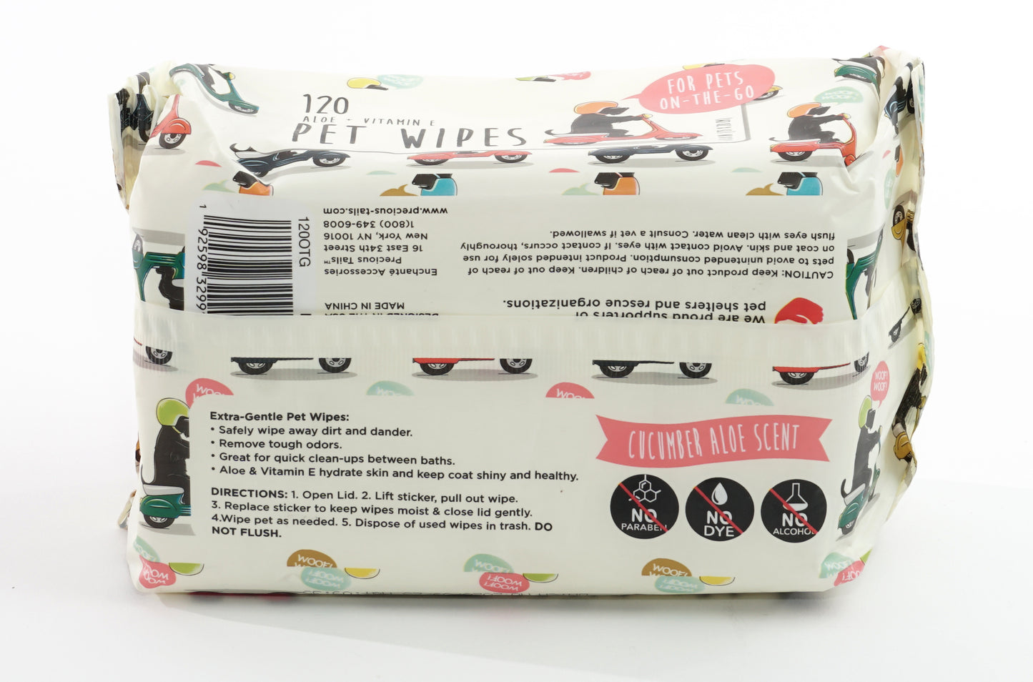 Precious Tails 120pc. Pet Wipes for Dogs, Dog Grooming Wipes, Puppy Wipes for Cleaning Deodorizing Paws, Butt, Body On The Go Wipe