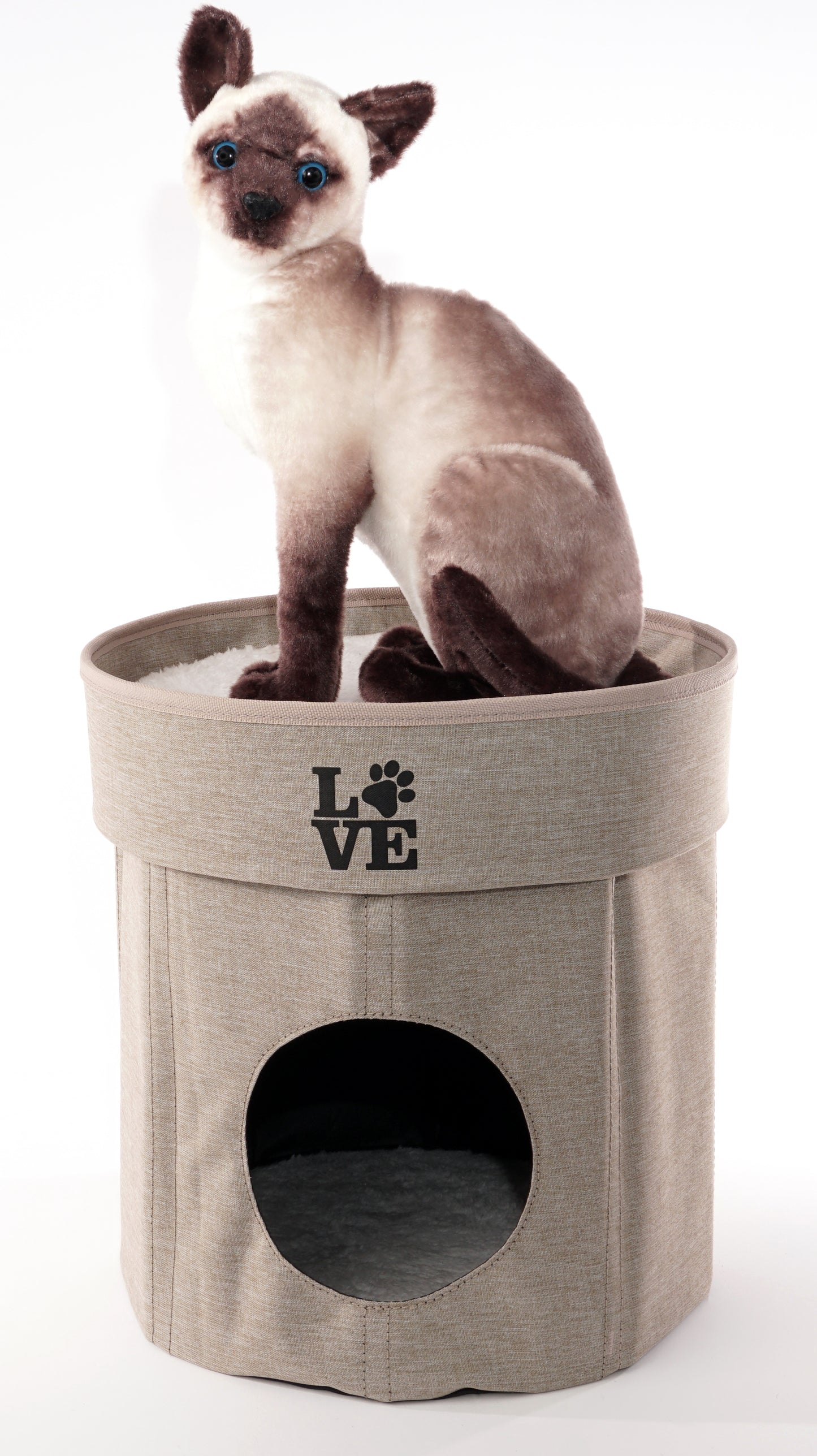 Home Base 2-Tier Cat Bed for Indoor Cats, Collapsible Cat Cave, Cat Condo Cubes Hideaway, Pet House