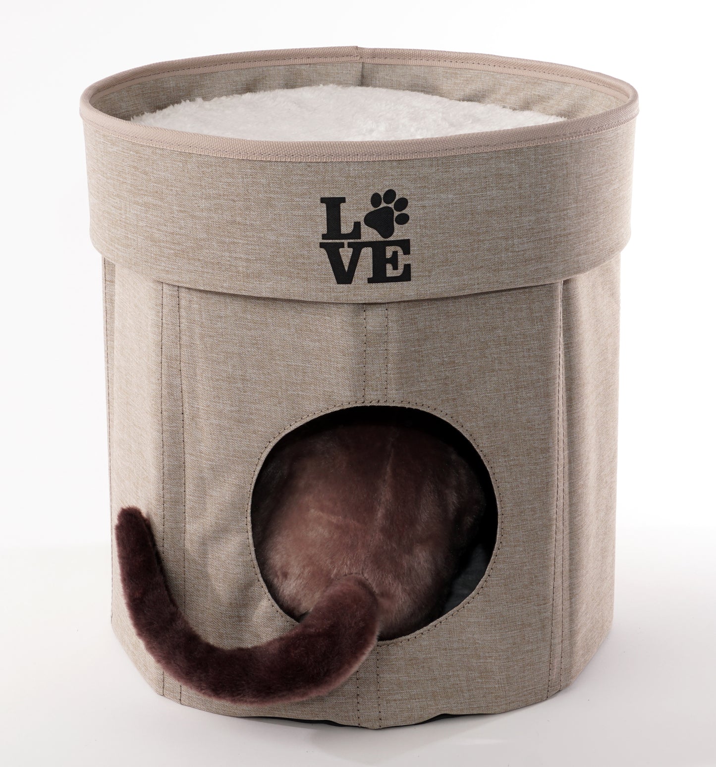 Home Base 2-Tier Cat Bed for Indoor Cats, Collapsible Cat Cave, Cat Condo Cubes Hideaway, Pet House