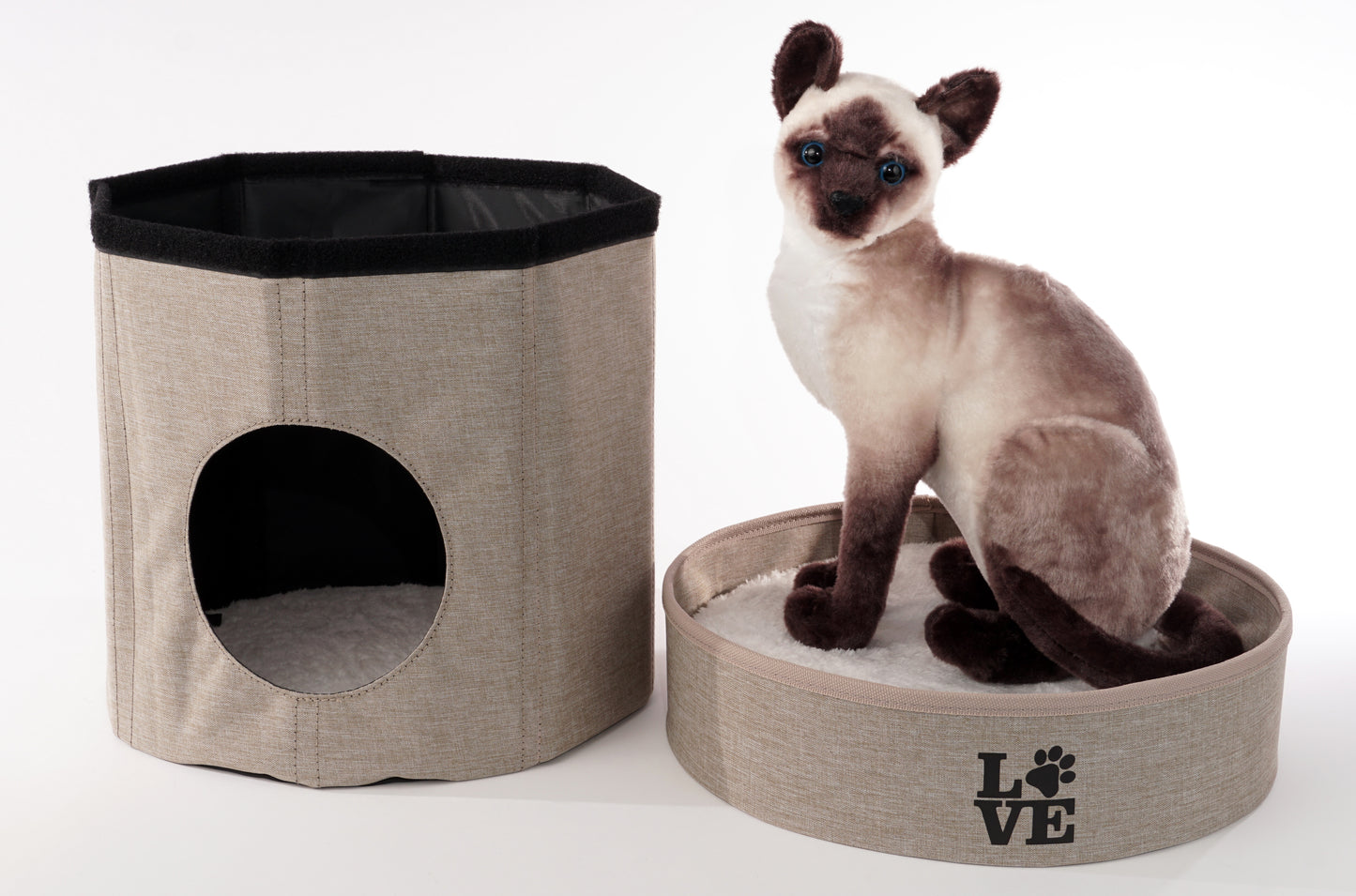 Home Base 2-Tier Cat Bed for Indoor Cats, Collapsible Cat Cave, Cat Condo Cubes Hideaway, Pet House