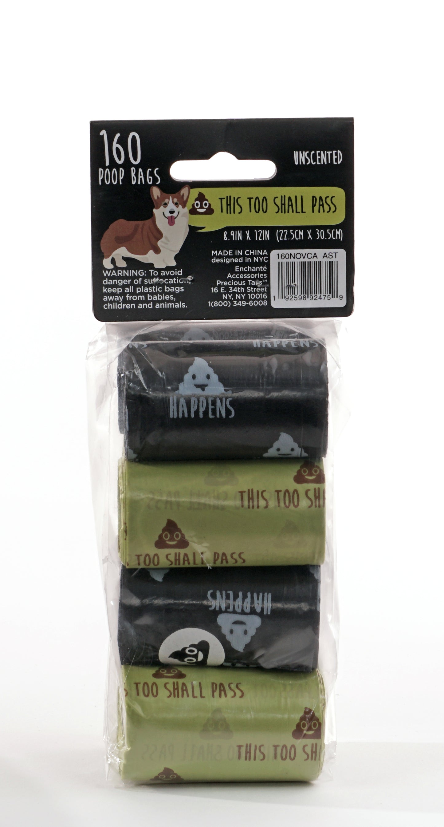 Precious Tails Dog Poop Bags, Biodegradable Humorous Pet Waste Bags Refills in Rolls, Leak-Proof, Durable, 160 ct