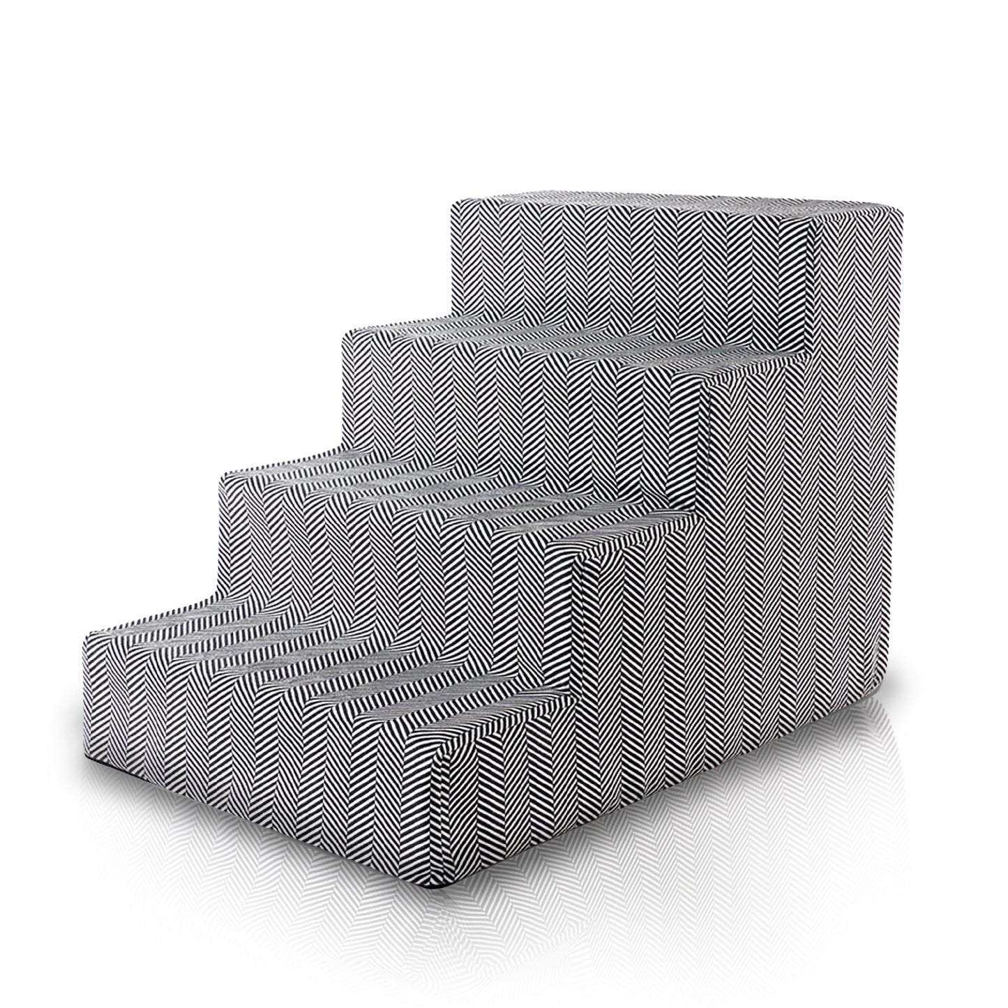 Home Base 4-Step Dog Steps for Bed, Dog Stairs for Couch, High Density Foam, Pet Stair for Cats and Dogs, Herringbone Design