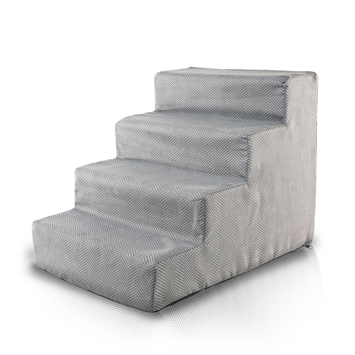 Home Base 4-Step Dog Steps for Bed, Dog Stairs for Couch, High Density Foam, Pet Stair for Cats and Dogs, Herringbone Design