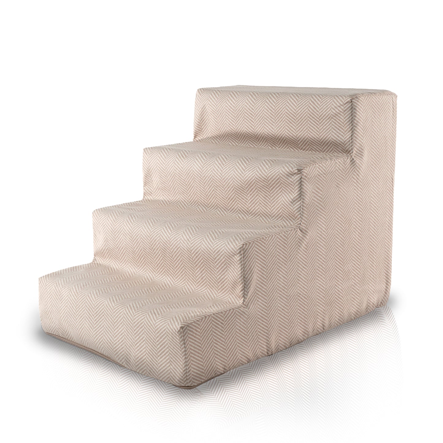 Home Base 4-Step Dog Steps for Bed, Dog Stairs for Couch, High Density Foam, Pet Stair for Cats and Dogs, Herringbone Design