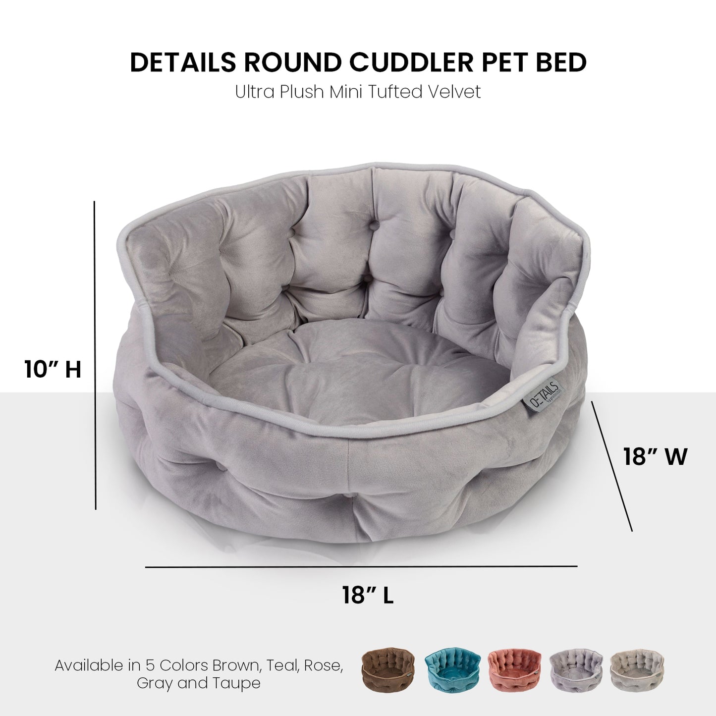 Details Round Cuddler Pet Bed, Dog Bed for Small Dogs and Cats, Ultra Plush Mini Tufted Velvet