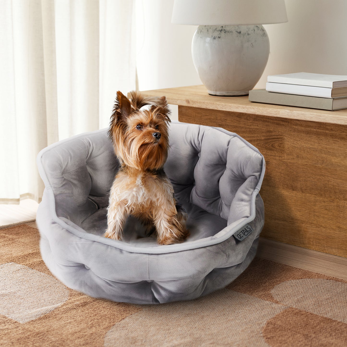 Details Round Cuddler Pet Bed, Dog Bed for Small Dogs and Cats, Ultra Plush Mini Tufted Velvet