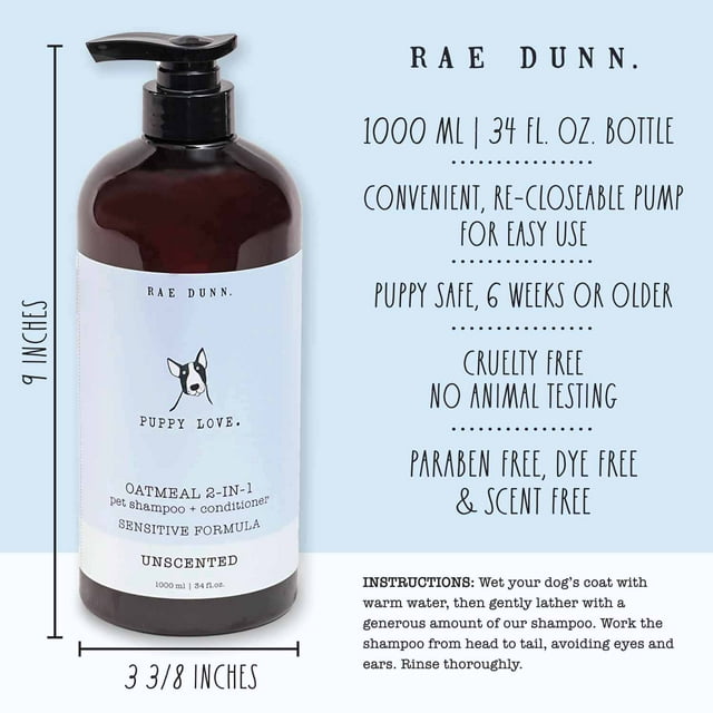 Rae Dunn "Puppy Love." Oatmeal  2-IN-1 Pet Shampoo and Conditioner