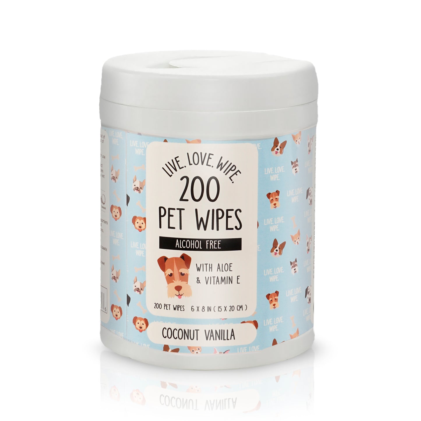 Precious Tails 200pc. Pet Wipes for Dogs, Dog Grooming Wipes, Puppy Wipes for Cleaning Deodorizing Paws, Butt, Body, Live Love Wipe in Canister with Aloe and Vitamin E