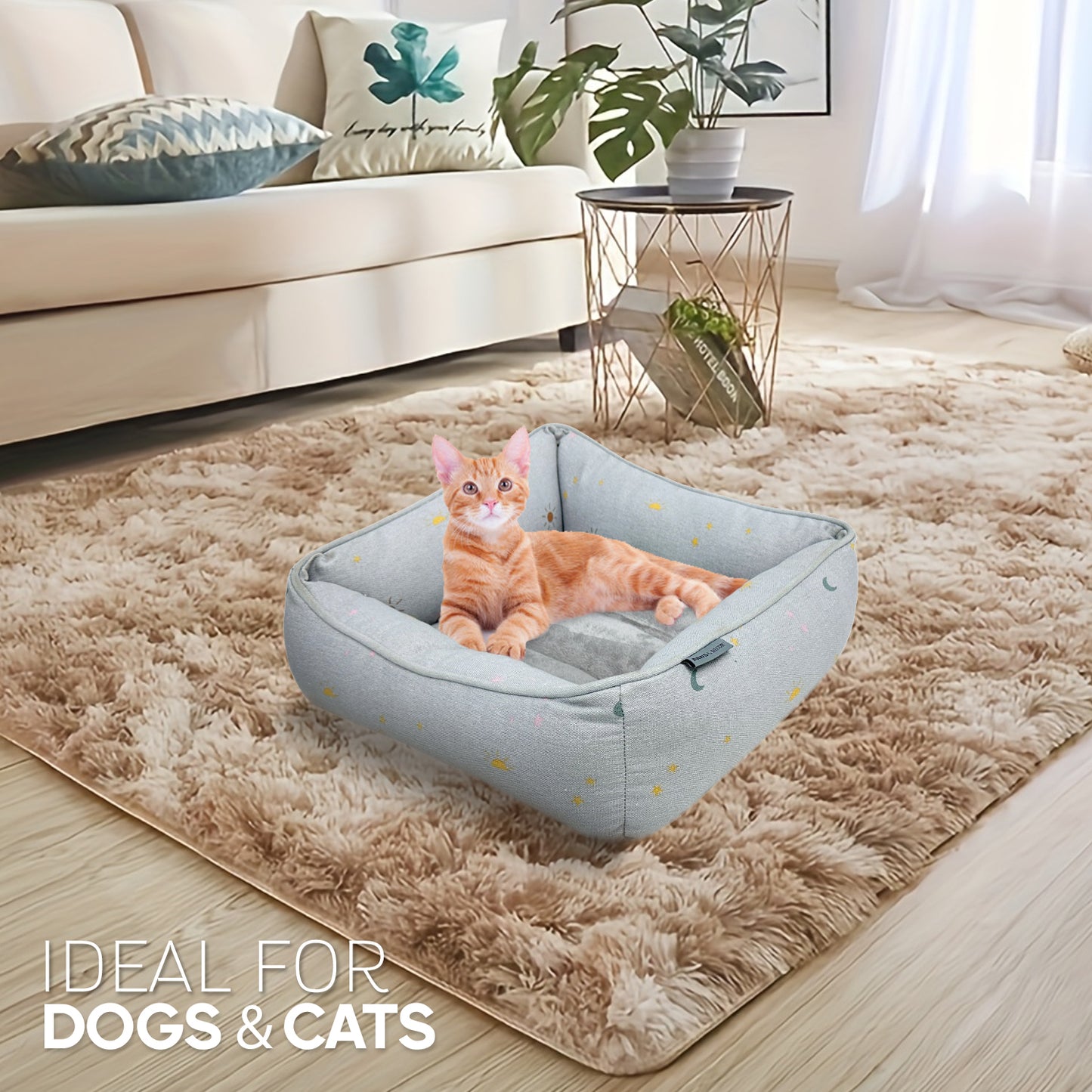 Paws and Décor Celestial Cuddler - Ultra-Plush, Comfort Printed Pet Bed for Dogs and Cats - Cozy, Durable, and Luxurious Sleep Space with Stellar Design