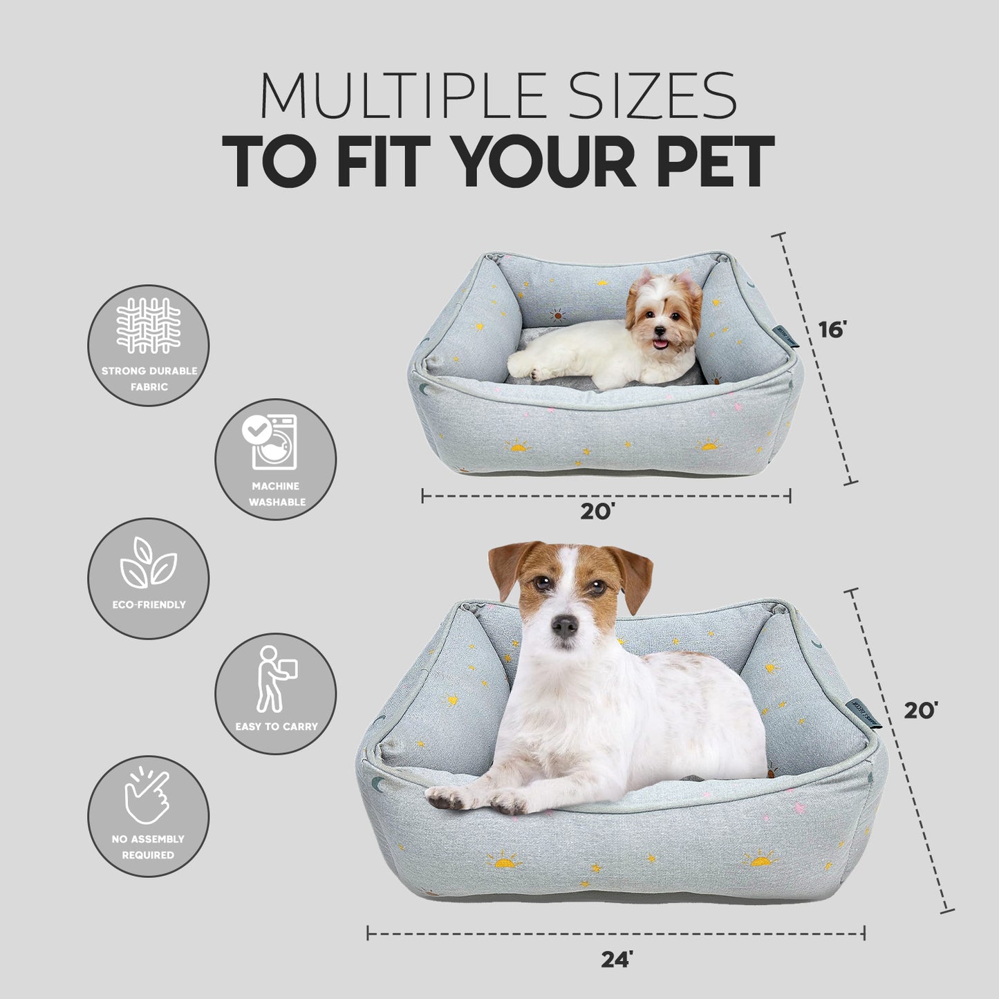 Paws and Décor Celestial Cuddler - Ultra-Plush, Comfort Printed Pet Bed for Dogs and Cats - Cozy, Durable, and Luxurious Sleep Space with Stellar Design