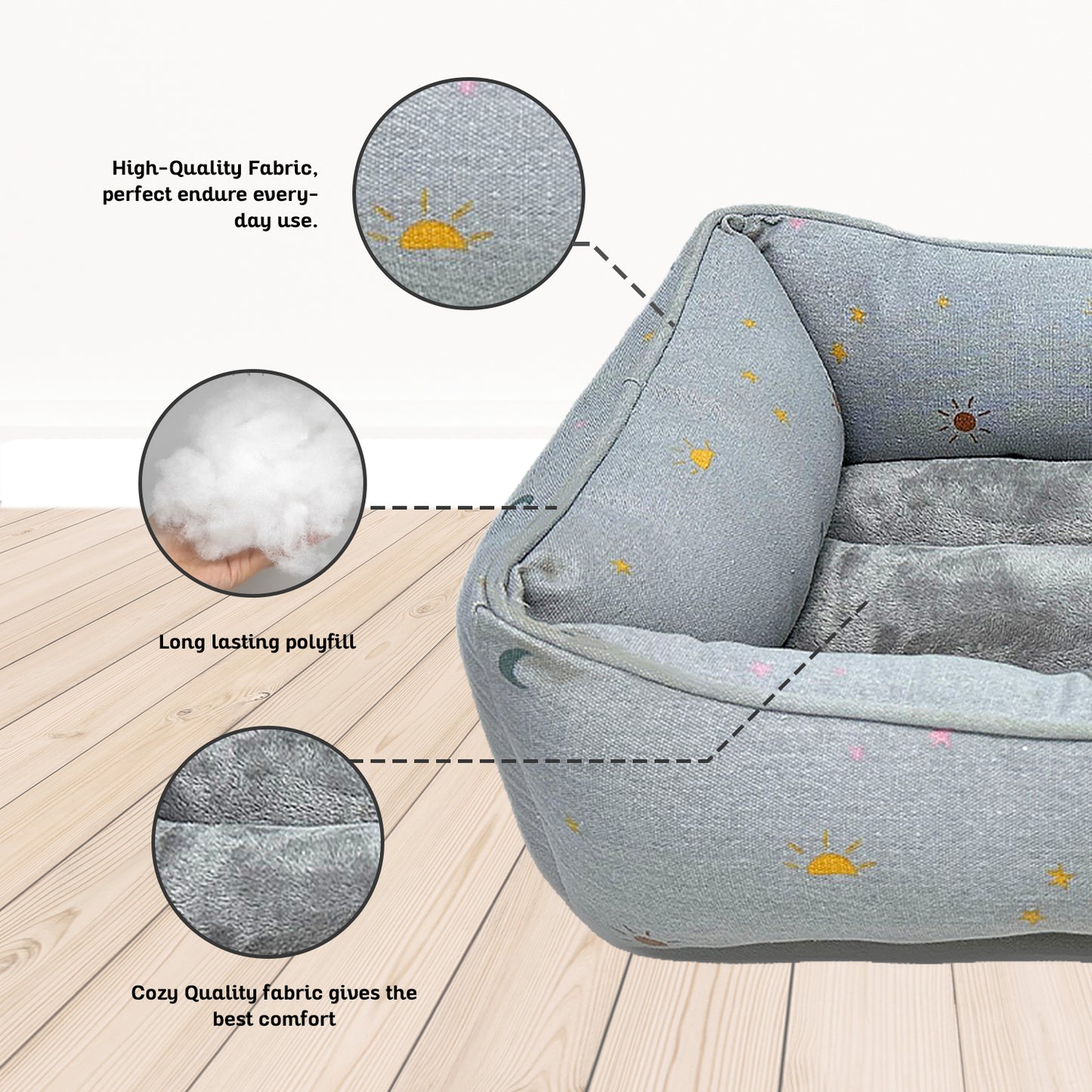 Paws and Décor Celestial Cuddler - Ultra-Plush, Comfort Printed Pet Bed for Dogs and Cats - Cozy, Durable, and Luxurious Sleep Space with Stellar Design