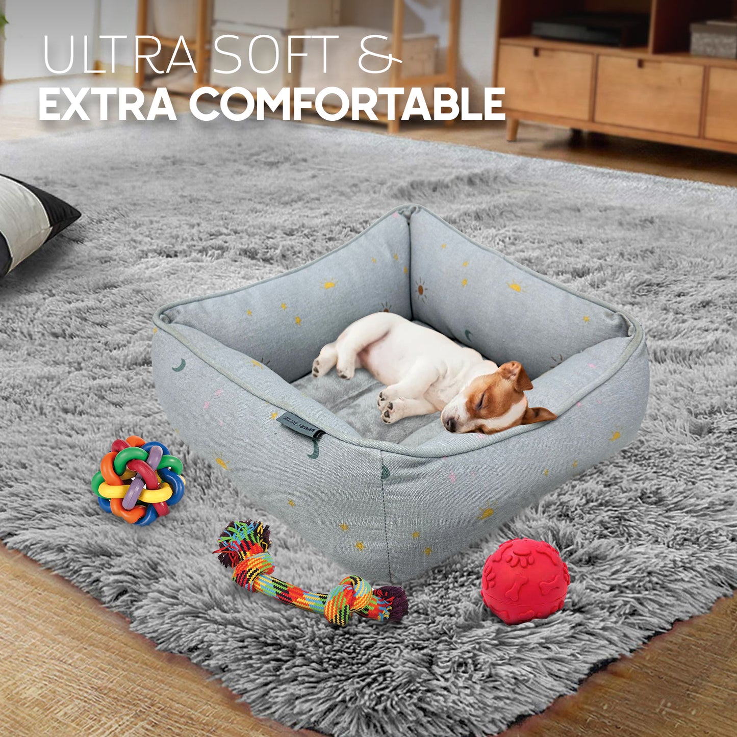 Paws and Décor Celestial Cuddler - Ultra-Plush, Comfort Printed Pet Bed for Dogs and Cats - Cozy, Durable, and Luxurious Sleep Space with Stellar Design