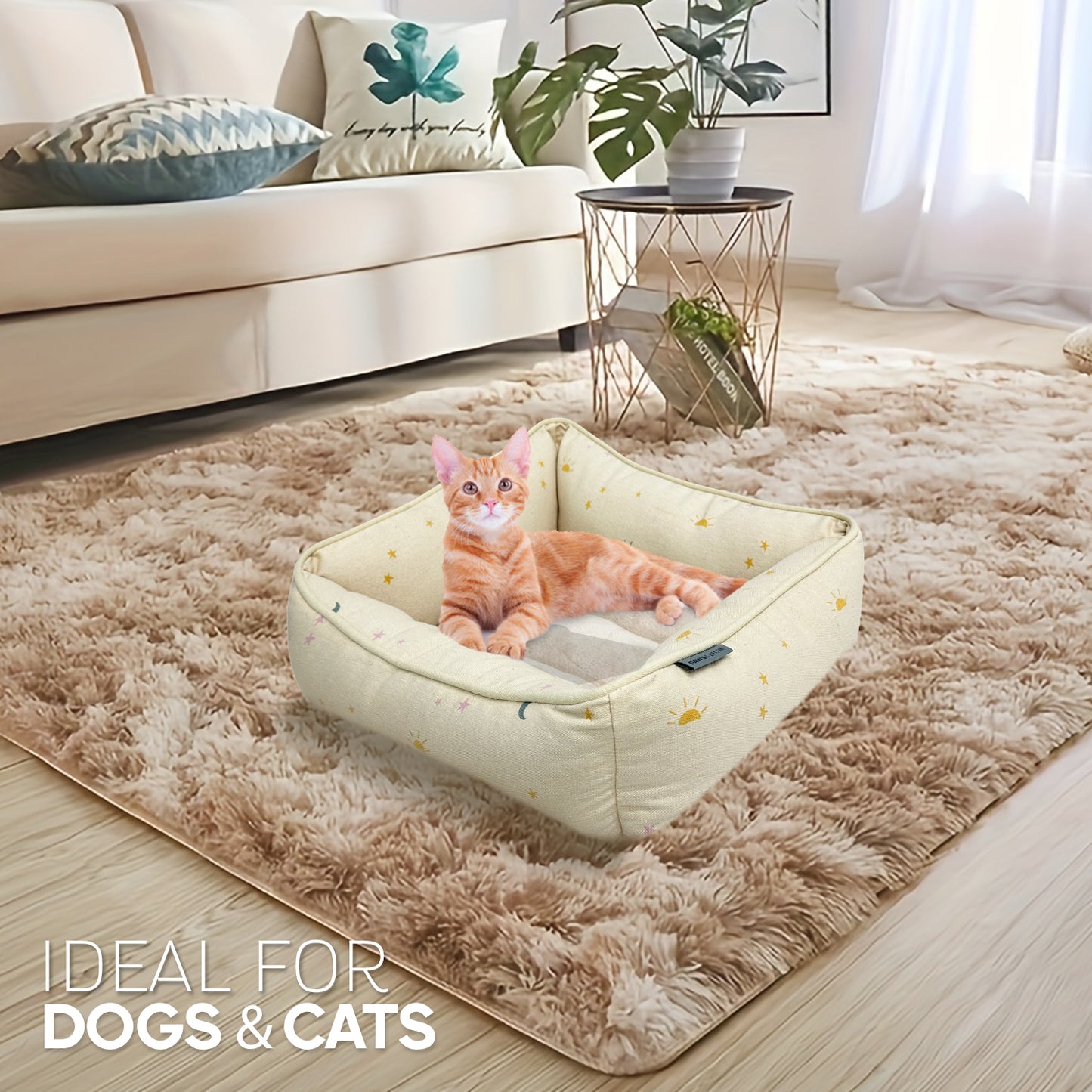 Paws and Décor Celestial Cuddler - Ultra-Plush, Comfort Printed Pet Bed for Dogs and Cats - Cozy, Durable, and Luxurious Sleep Space with Stellar Design