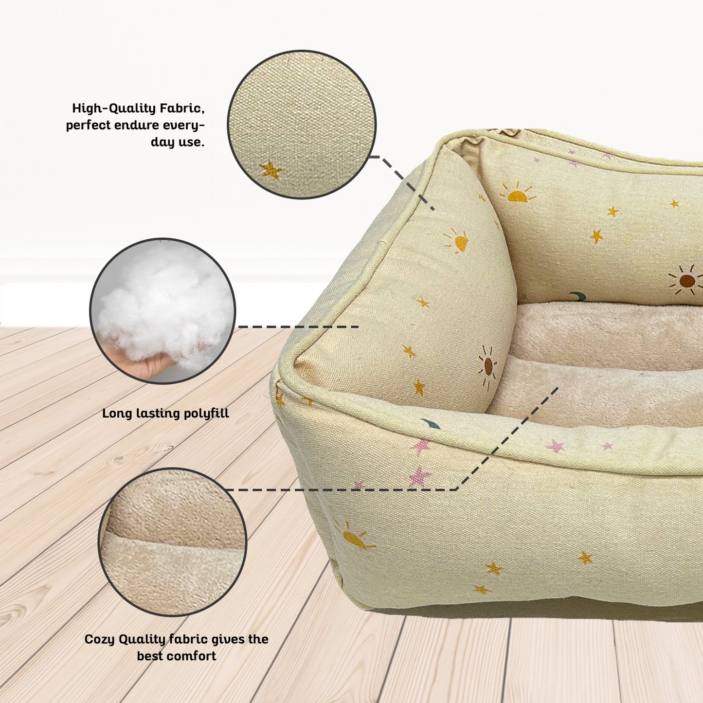 Paws and Décor Celestial Cuddler - Ultra-Plush, Comfort Printed Pet Bed for Dogs and Cats - Cozy, Durable, and Luxurious Sleep Space with Stellar Design