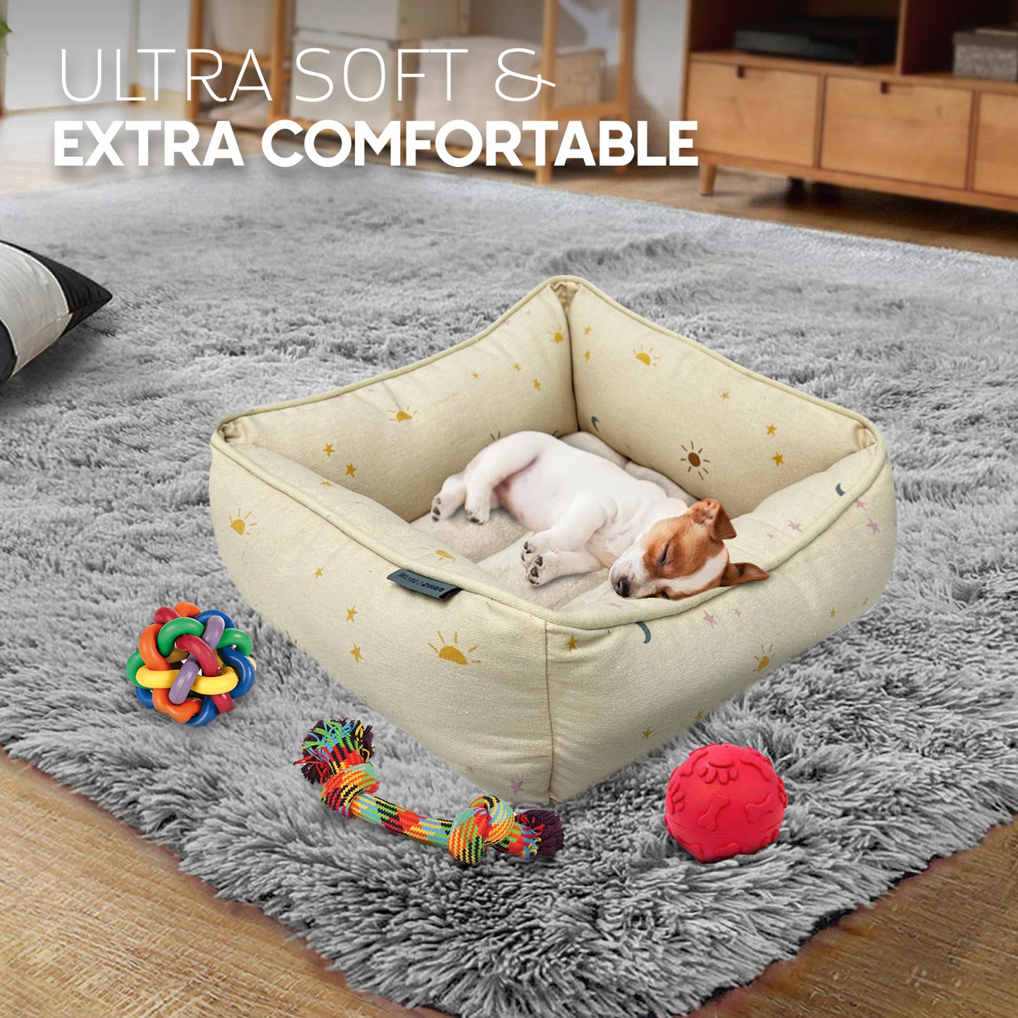 Paws and Décor Celestial Cuddler - Ultra-Plush, Comfort Printed Pet Bed for Dogs and Cats - Cozy, Durable, and Luxurious Sleep Space with Stellar Design