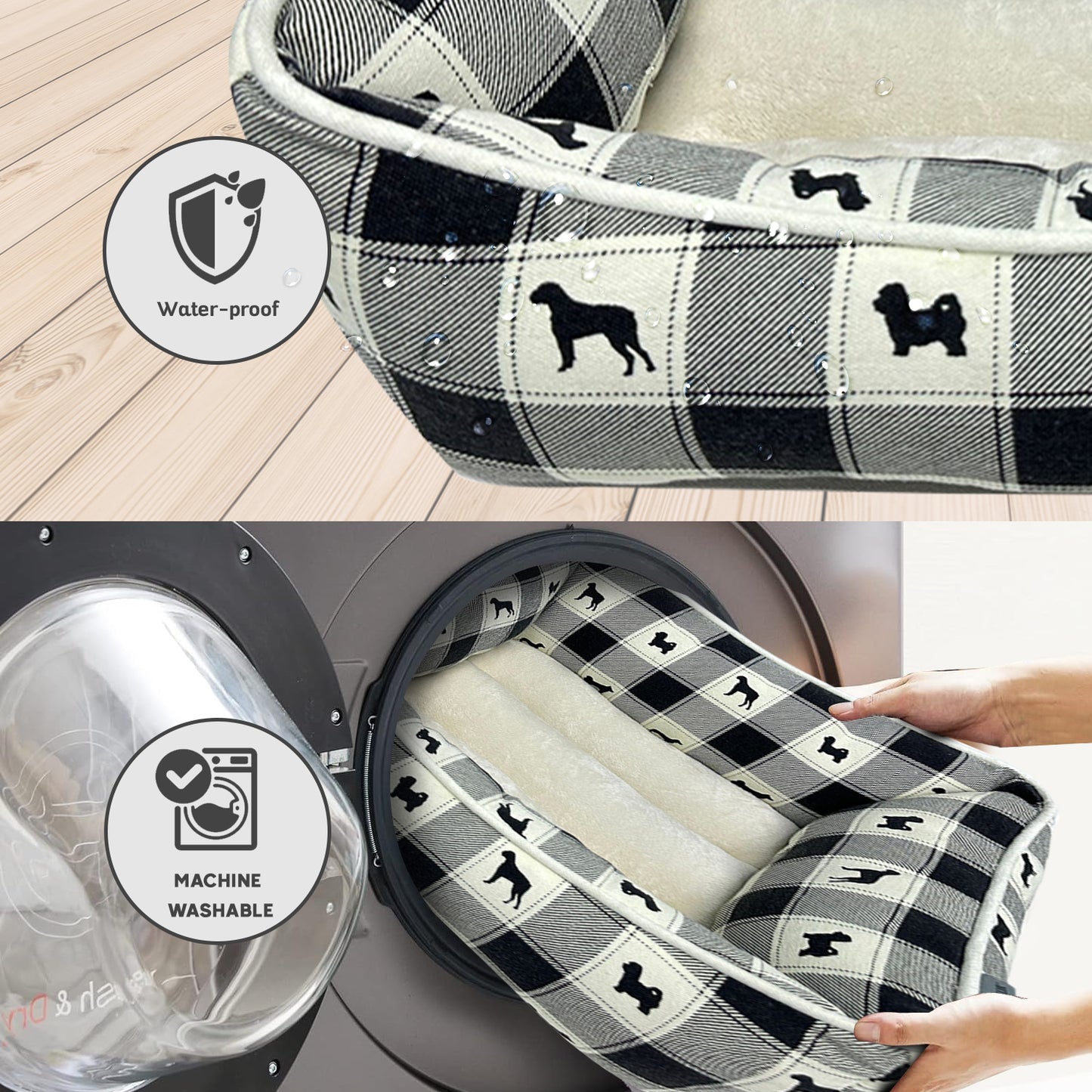 Paws and Décor All Over Plaid Dogs Cuddler - Ultra-Plush, Comfort Printed Pet Bed for Dogs and Cats - Cozy, Durable, and Luxurious Sleep Space with Stellar Design