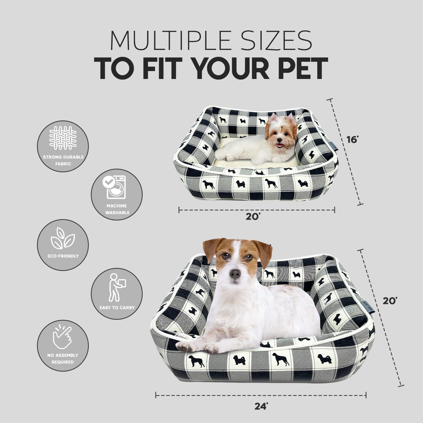 Paws and Décor All Over Plaid Dogs Cuddler - Ultra-Plush, Comfort Printed Pet Bed for Dogs and Cats - Cozy, Durable, and Luxurious Sleep Space with Stellar Design