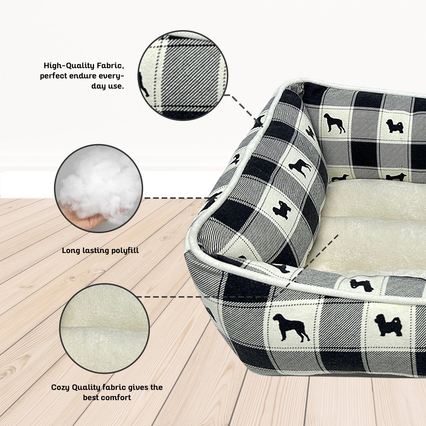 Paws and Décor All Over Plaid Dogs Cuddler - Ultra-Plush, Comfort Printed Pet Bed for Dogs and Cats - Cozy, Durable, and Luxurious Sleep Space with Stellar Design