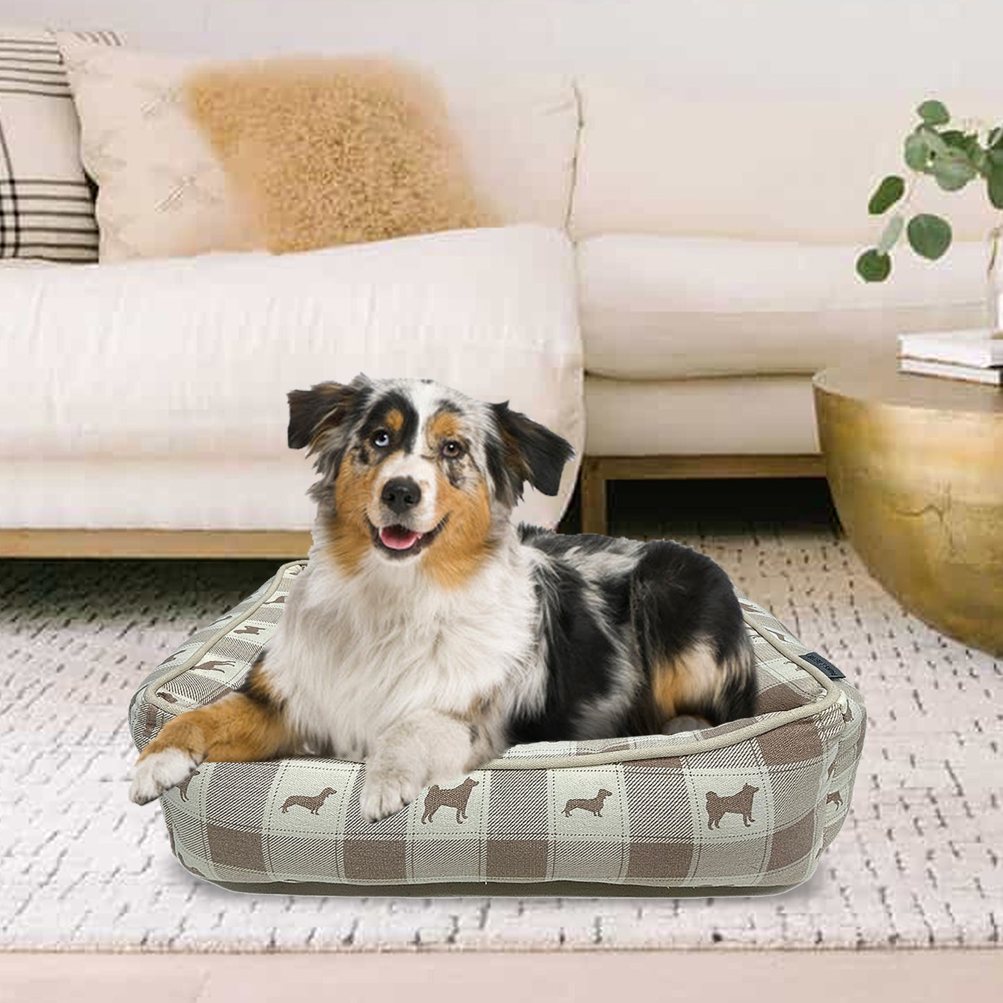 Paws and Décor All Over Plaid Dogs Cuddler - Ultra-Plush, Comfort Printed Pet Bed for Dogs and Cats - Cozy, Durable, and Luxurious Sleep Space with Stellar Design