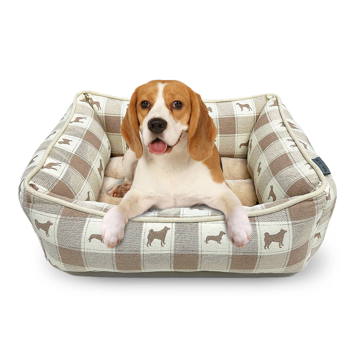 Paws and Décor All Over Plaid Dogs Cuddler - Ultra-Plush, Comfort Printed Pet Bed for Dogs and Cats - Cozy, Durable, and Luxurious Sleep Space with Stellar Design