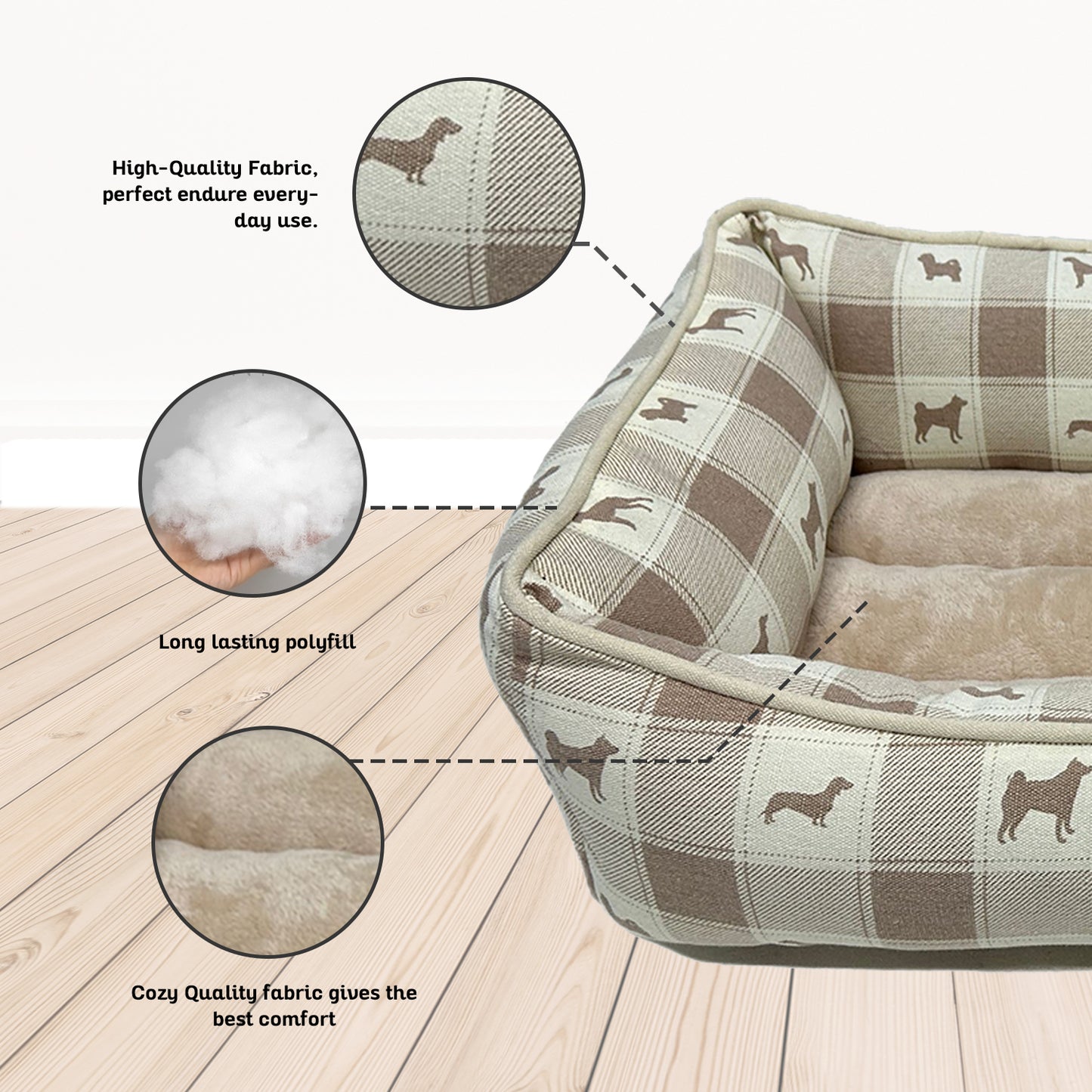 Paws and Décor All Over Plaid Dogs Cuddler - Ultra-Plush, Comfort Printed Pet Bed for Dogs and Cats - Cozy, Durable, and Luxurious Sleep Space with Stellar Design