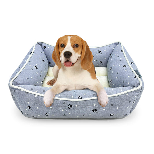 Paws and Décor All Over Paws and Dots Cuddler - Ultra-Plush, Comfort Printed Pet Bed for Dogs and Cats - Cozy, Durable, and Luxurious Sleep Space with Stellar Design