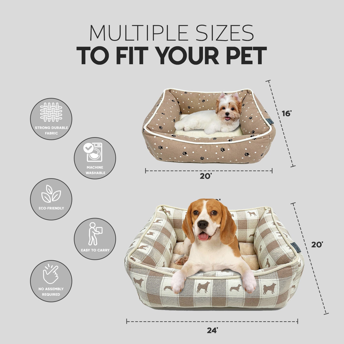 Paws and Décor All Over Paws and Dots Cuddler - Ultra-Plush, Comfort Printed Pet Bed for Dogs and Cats - Cozy, Durable, and Luxurious Sleep Space with Stellar Design