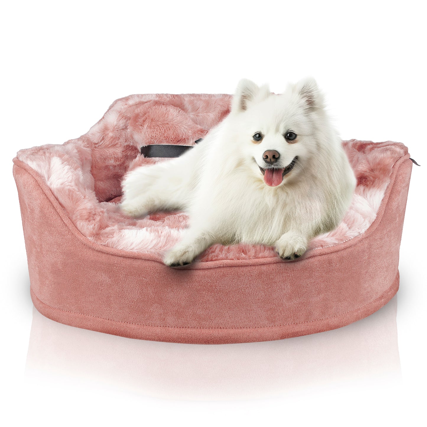 Details Princess Faux Fur Pet Bed, Plush Bolster Sofa Bed for Small Dogs and Cats, Machine Washable