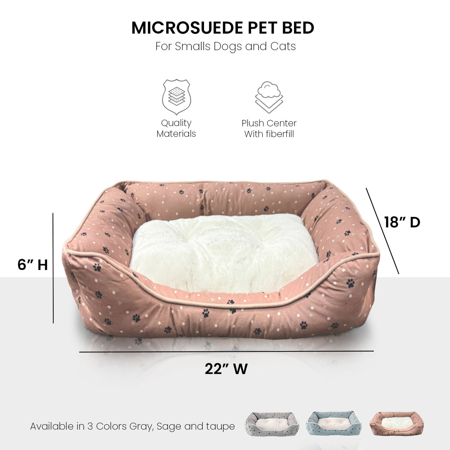 Details Microsuede Pet Bed, Dog Beds for Small Dogs and Cats, Calming Cuddler Bed for Pets with Sides and Plush Center