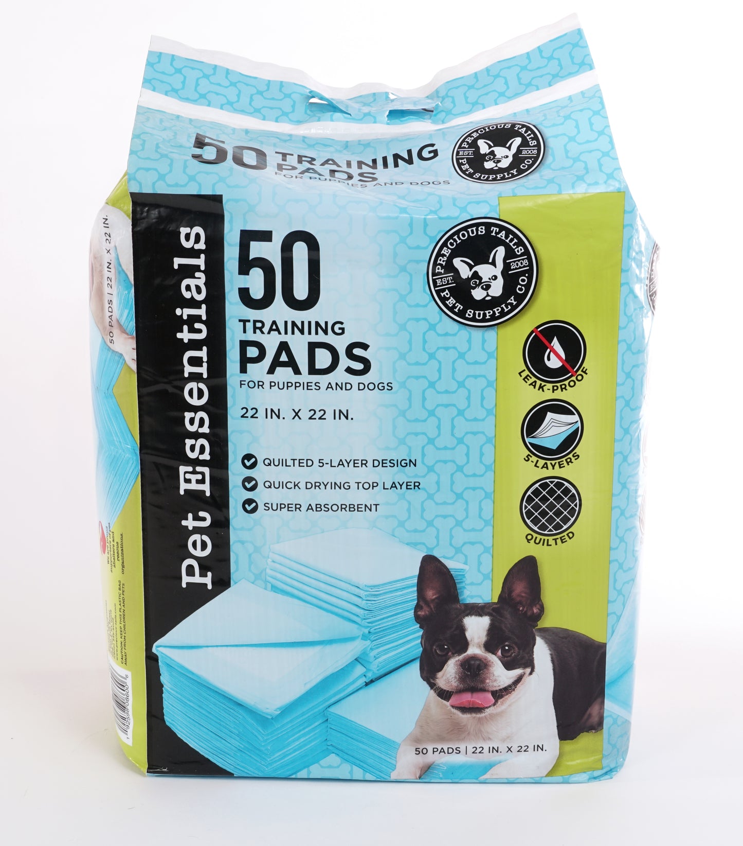 Precious Tails Pet Pee Pads, Potty Pads for Dogs,  Leak-Proof Dog Training Pads,  50 CT