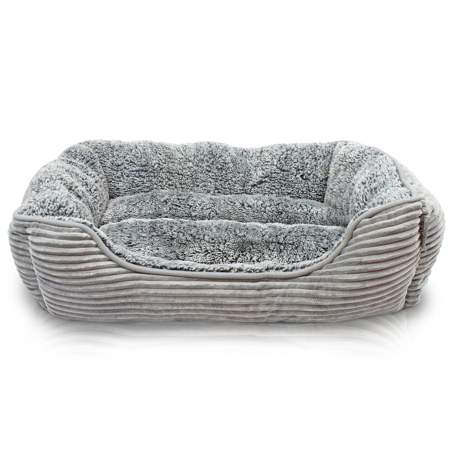 Details Dog Bed for Small  Dogs, Rectangle Durable Sleeping Calming Cuddler for Pets, Super Plush Corduroy Sherpa