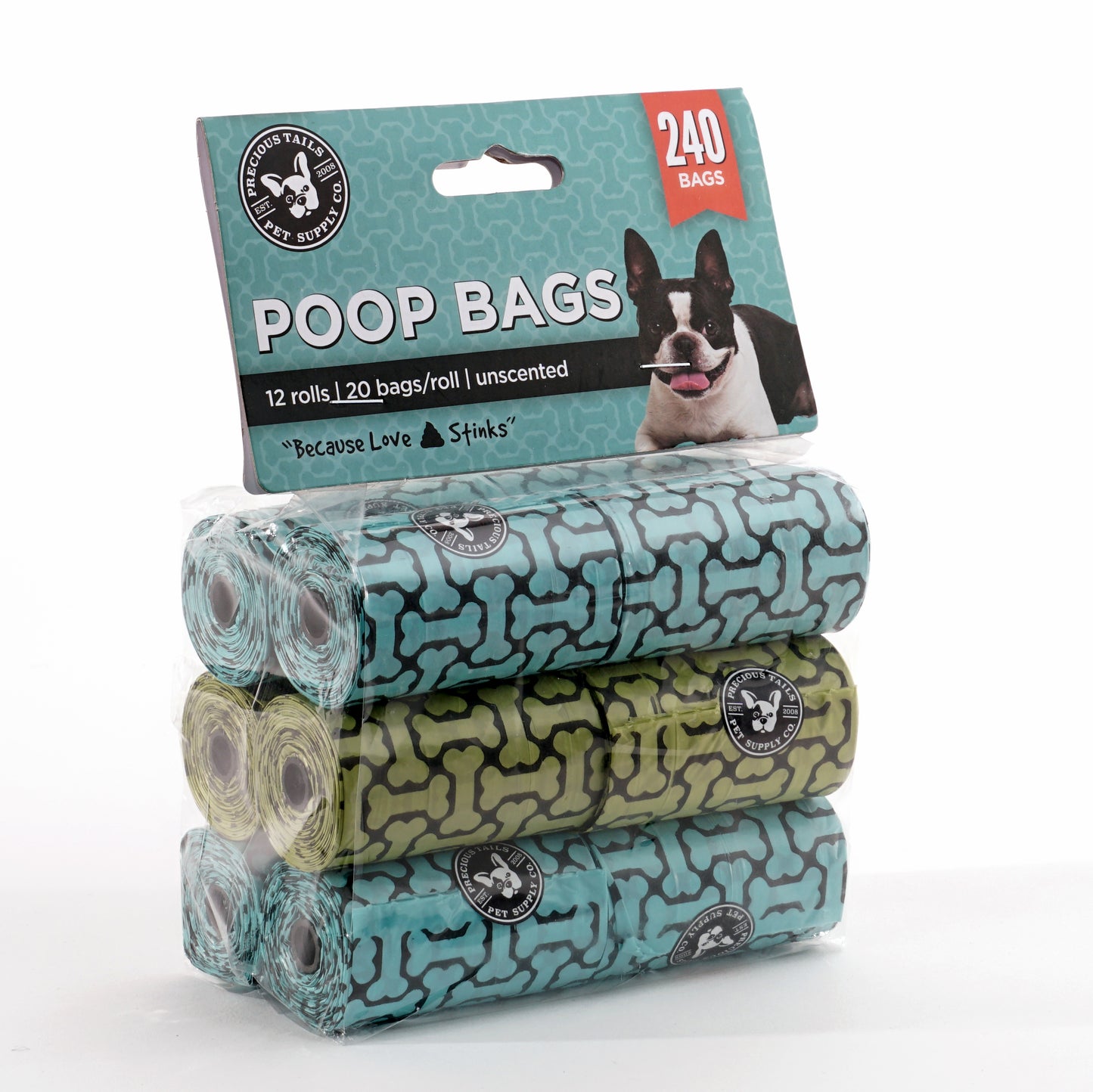 Precious Tails Biodegradable Dog Poop Bags, Leak-Proof and Durable Waste Bag Rolls, 240 ct