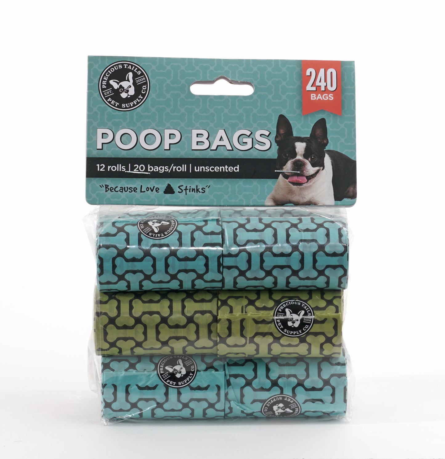 Precious Tails Biodegradable Dog Poop Bags, Leak-Proof and Durable Waste Bag Rolls, 240 ct