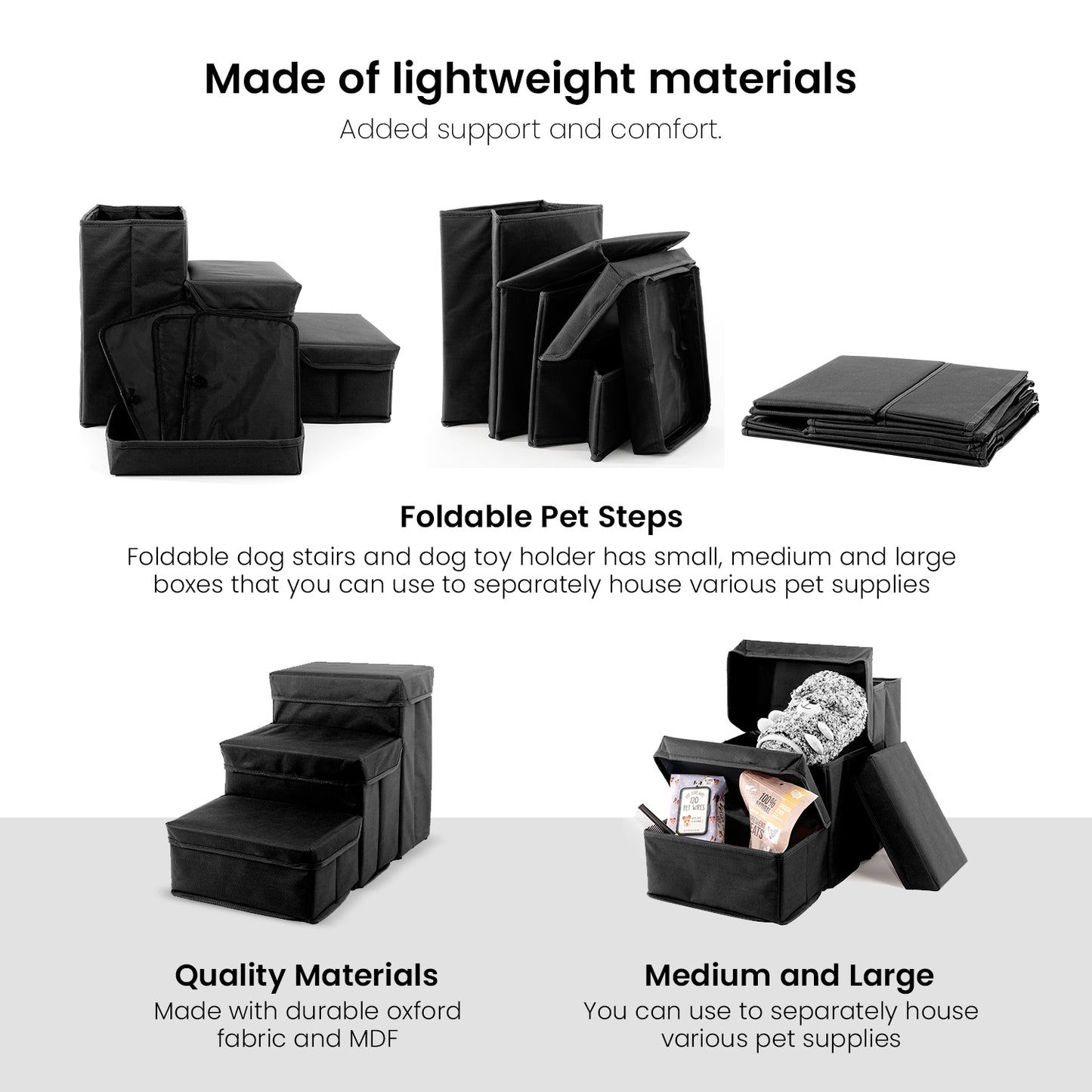 Home Base Dog Steps, Pet Stairs for Couch and Bed, Ramp for Cats and Dogs, Padded 3- Step Design, Collapsible and Foldable Storage