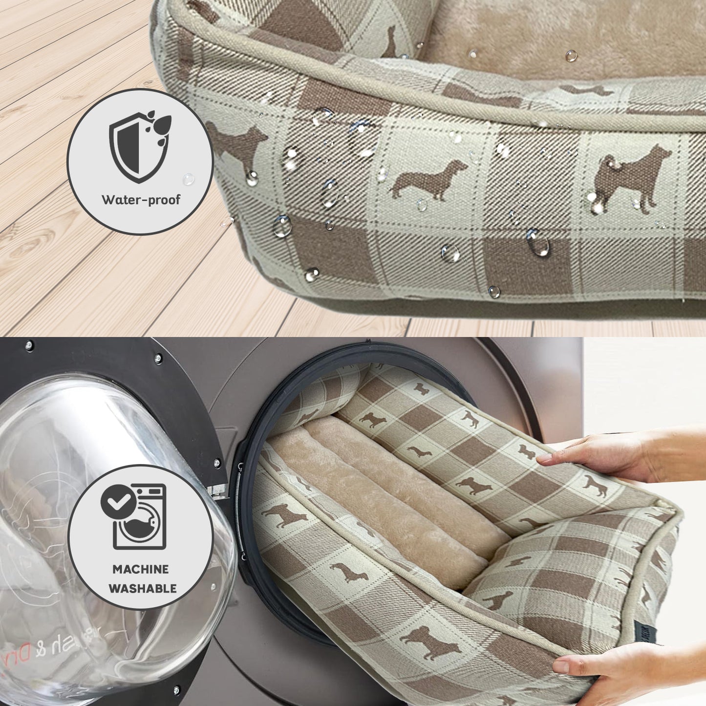 Paws and Décor All Over Plaid Dogs Cuddler - Ultra-Plush, Comfort Printed Pet Bed for Dogs and Cats - Cozy, Durable, and Luxurious Sleep Space with Stellar Design