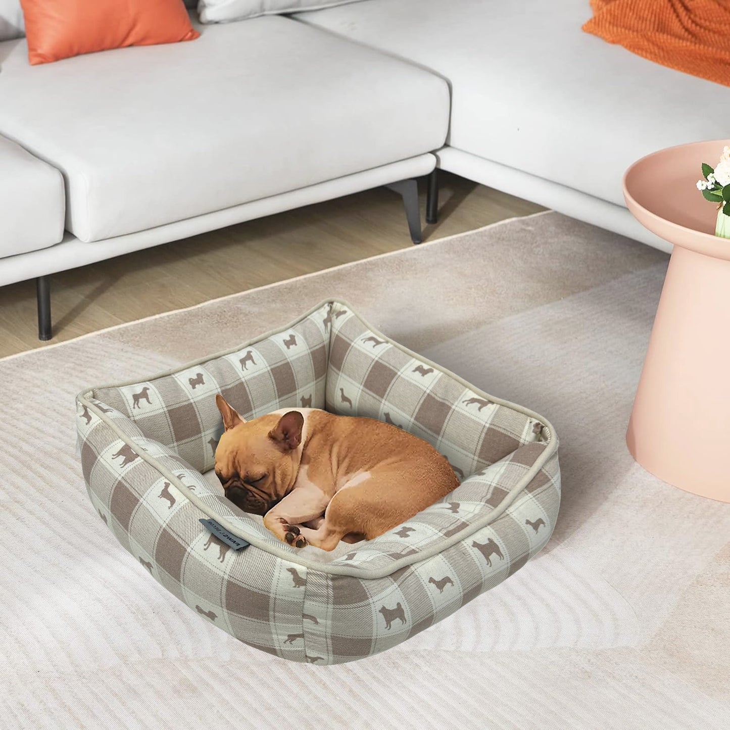 Paws and Décor All Over Plaid Dogs Cuddler - Ultra-Plush, Comfort Printed Pet Bed for Dogs and Cats - Cozy, Durable, and Luxurious Sleep Space with Stellar Design