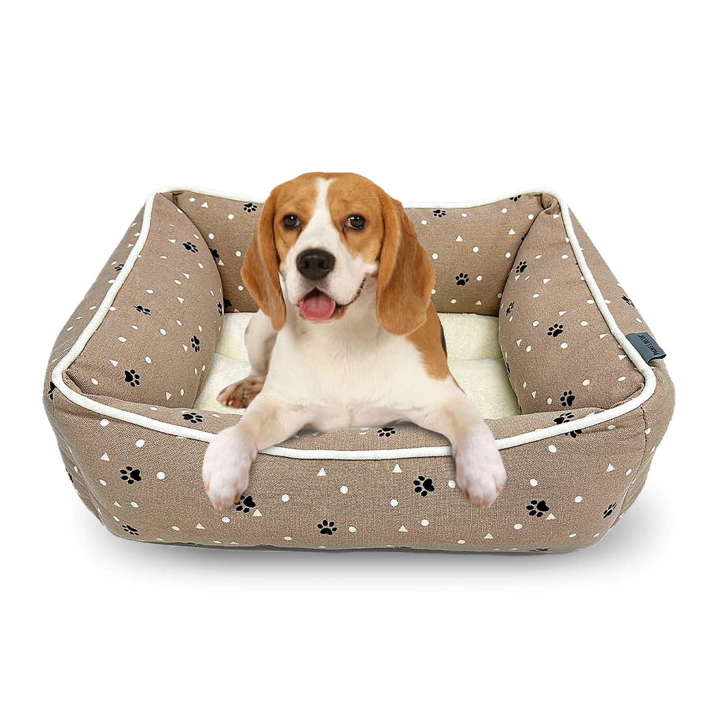 Paws and Décor All Over Paws and Dots Cuddler - Ultra-Plush, Comfort Printed Pet Bed for Dogs and Cats - Cozy, Durable, and Luxurious Sleep Space with Stellar Design