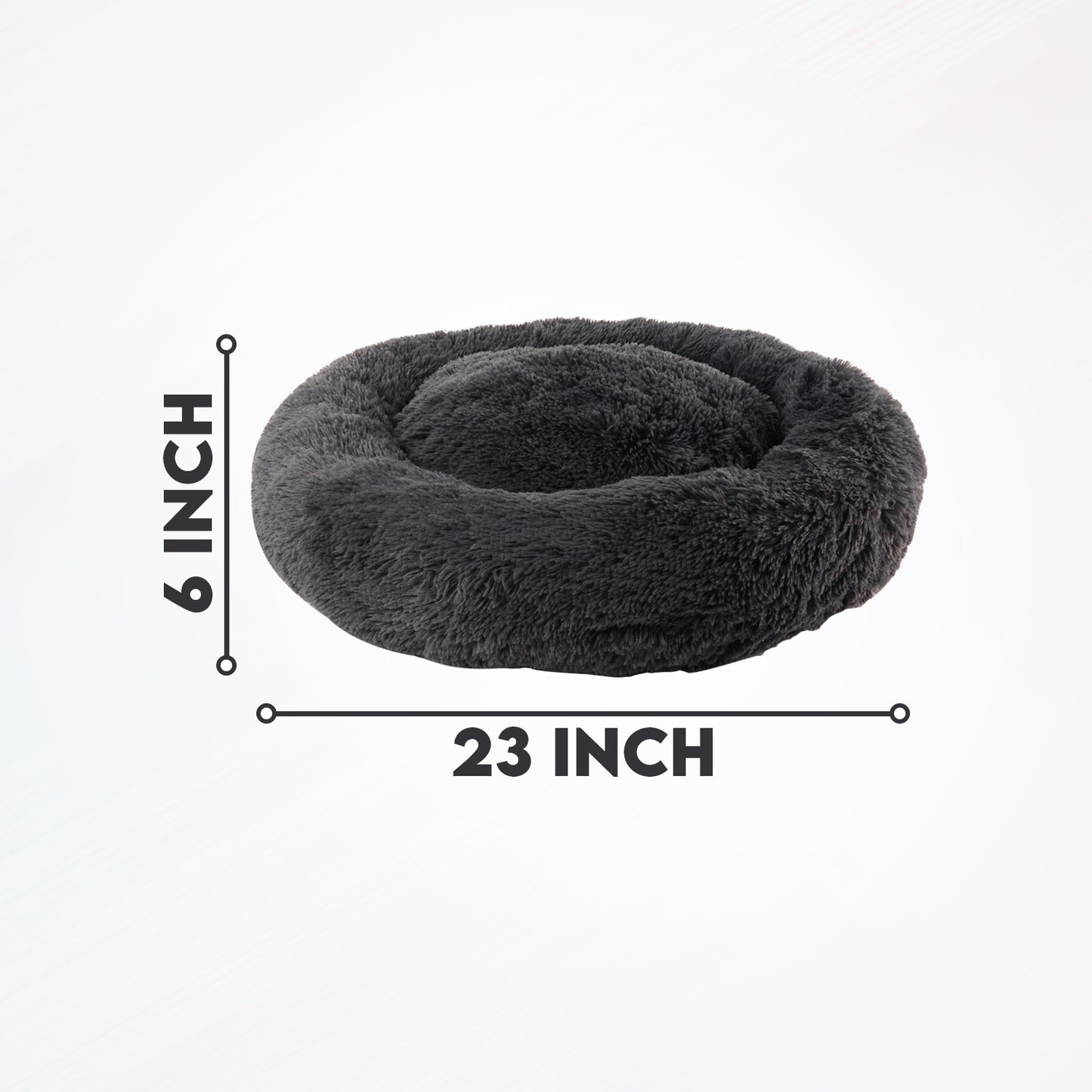 Details Calming Dog and Cat Bed, Soft Round Donut Bed for Pets, Super Lux, Shaggy Fur Cushion Beds