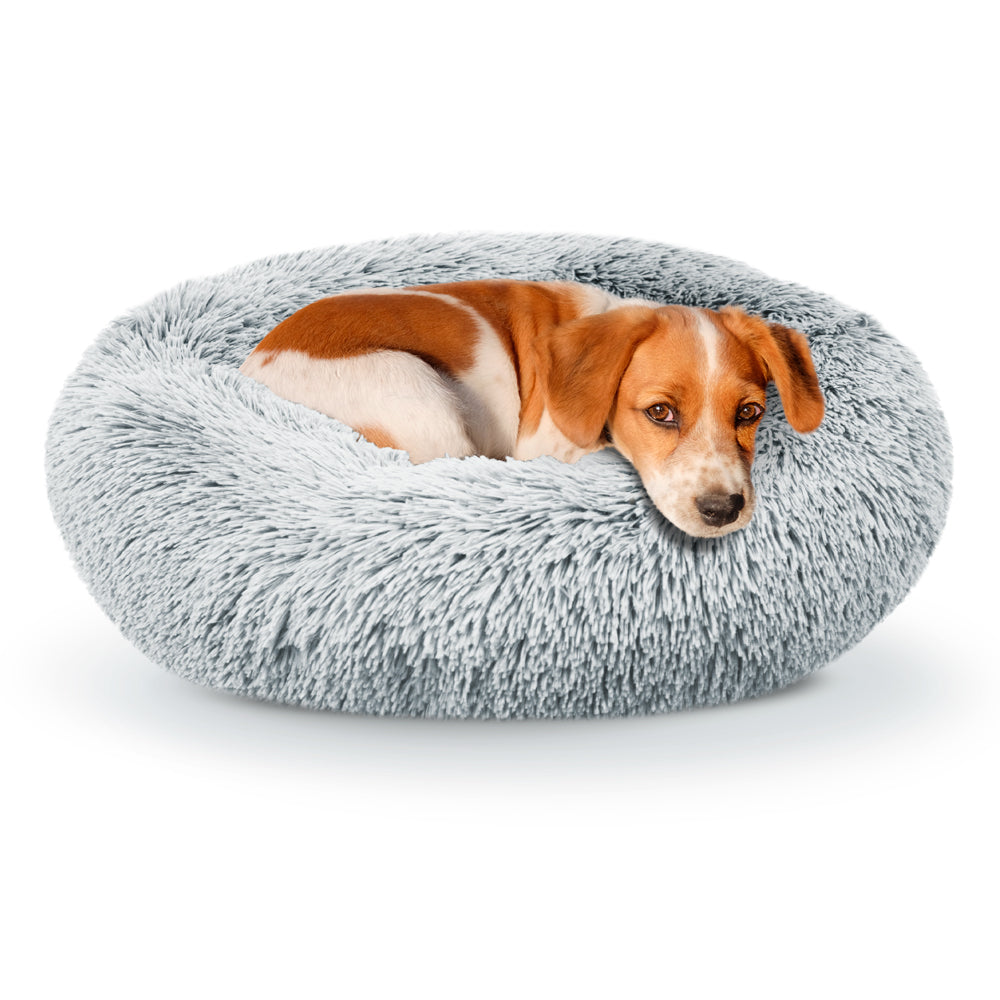 Details Calming Dog and Cat Bed, Soft Round Donut Bed for Pets, Super Lux, Shaggy Fur Cushion Beds