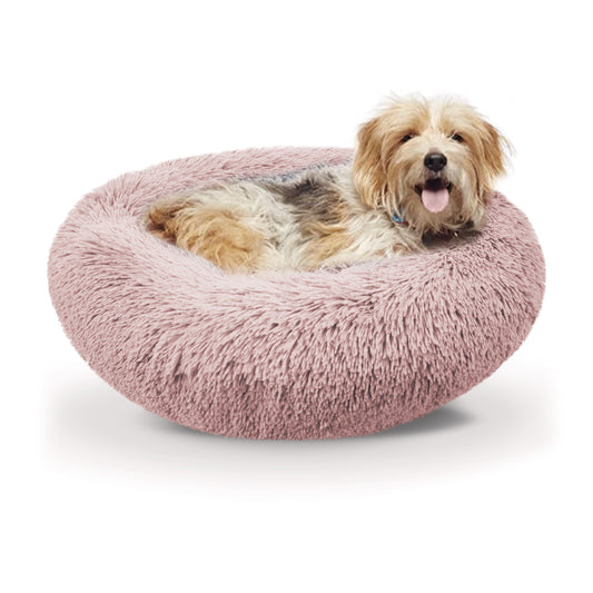 Details Calming Dog and Cat Bed, Soft Round Donut Bed for Pets, Super Lux, Shaggy Fur Cushion Beds