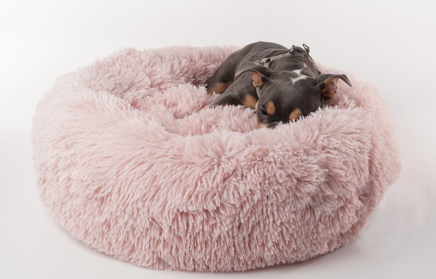 Details Calming Dog and Cat Bed, Soft Round Donut Bed for Pets, Super Lux, Shaggy Fur Cushion Beds