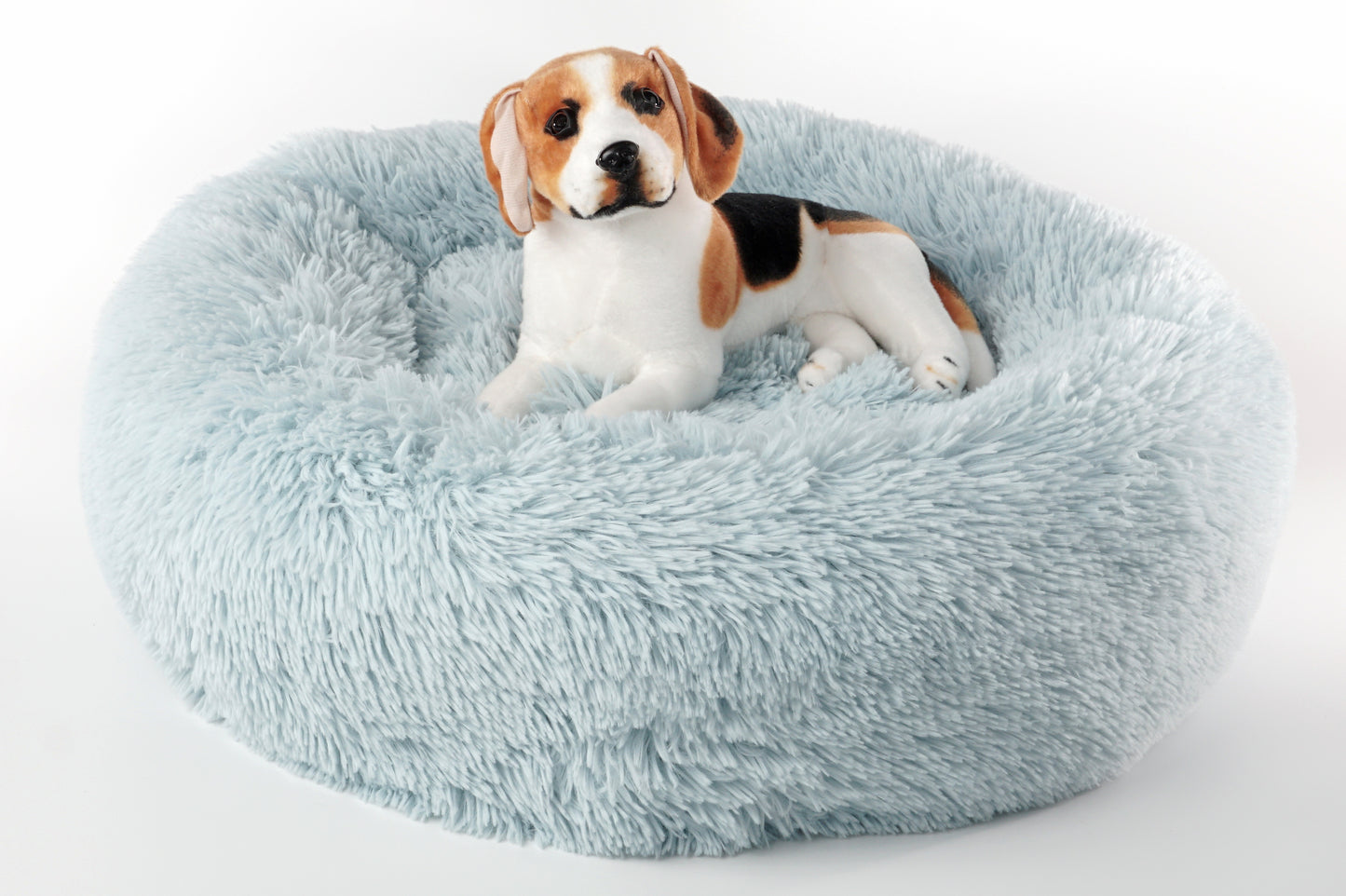 Details Calming Dog and Cat Bed, Soft Round Donut Bed for Pets, Super Lux, Shaggy Fur Cushion Beds